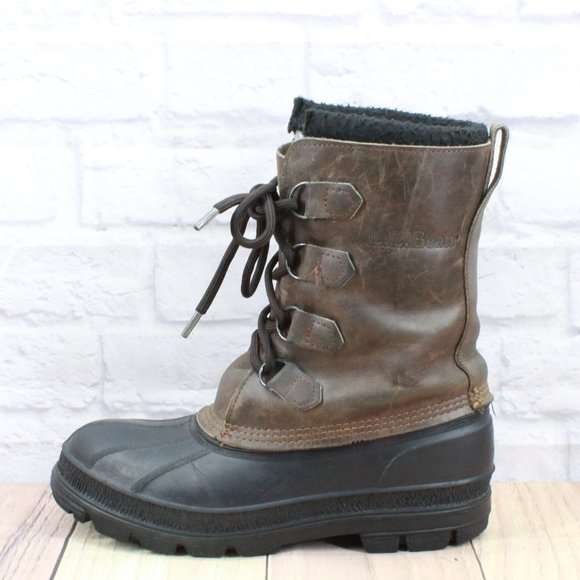 L.L. Bean Shoes Ll Bean Brown Leather Lace Up Mid Calf Lined Duck